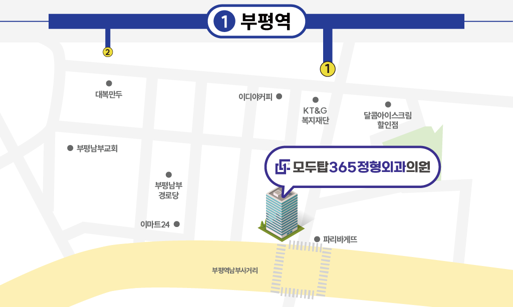 모두탑365정형외과 부평점 오시는길 지도